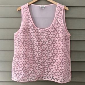 LOFT Pink Floral Sheer Sleeveless Blouse Sz XL
